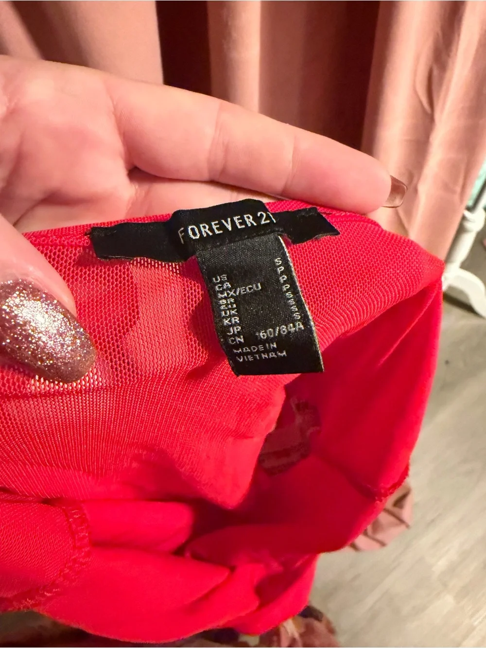 Forever 21 Red One-Piece Swim Bodysuit with Rhinestone Bicycle Accent